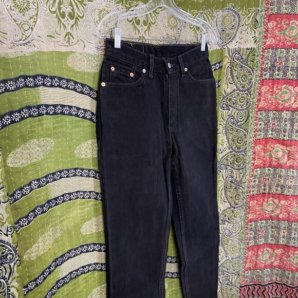 Vintage 1999 Black Denim Levis 512 Jeans Size 9 JR - Picture 6 of 16